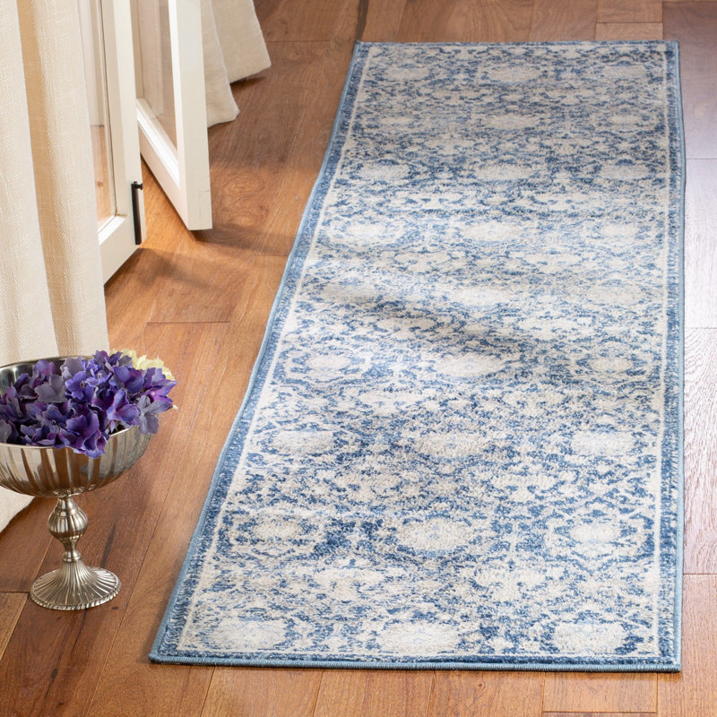 Aubie Fifi Oriental Navy/Creme Rug, Runner 2' x 10'