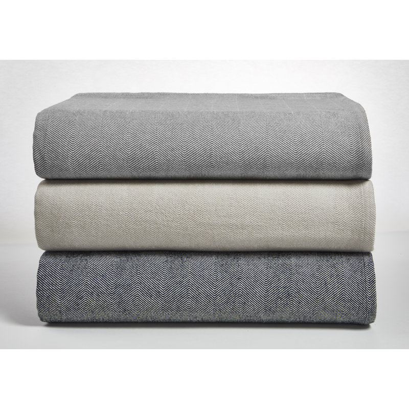 Couverture 100% coton , Blanc / gris, Lit simple