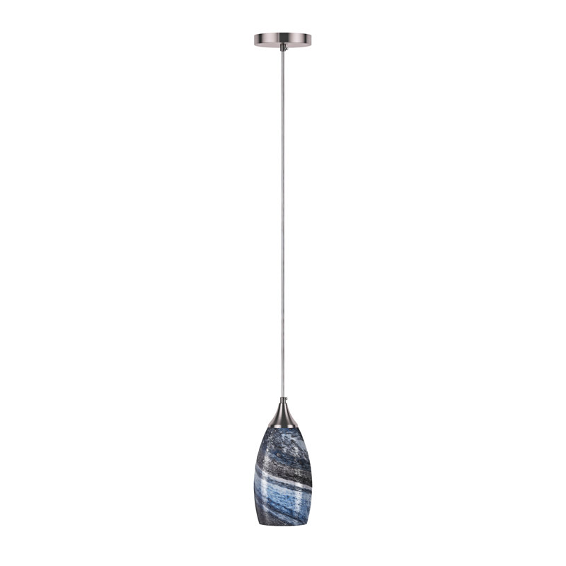 Luminaire suspendu conique à 1 lumière Desravines, Noir / Bleu