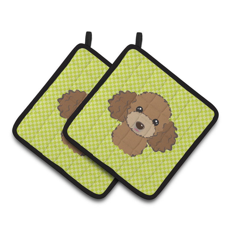 Cuisinier poignée caniche caroline trésors Checkerboard, Chocolat / Brun