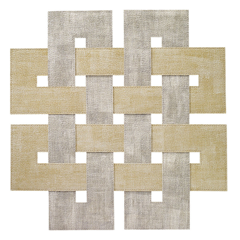 Celtic Vinyl Geometric Woven Placemat, Gold Birch