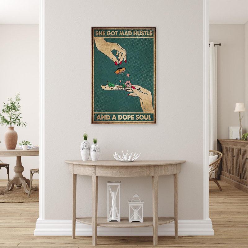 «She Got Mad Hustle and a Dope Soul Rolling Blunts», impression panoramique sur toile tendue, H 36 po x l 24 po x P 1,25 po