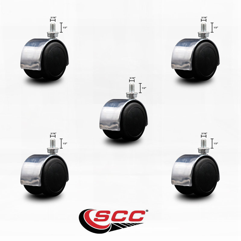 Ensemble de tige roulée à capuchon à roue simple 5/16 2 pouces 2 pouces, Chrome brillant
