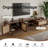 65" Mid-Century Modern Rattan TV Stand for TVs up to 75", Walnut Boho Media Console with Metal Legs, Cord Management, 2 Cabinets & Open Shelf, 150 lbs Capacity