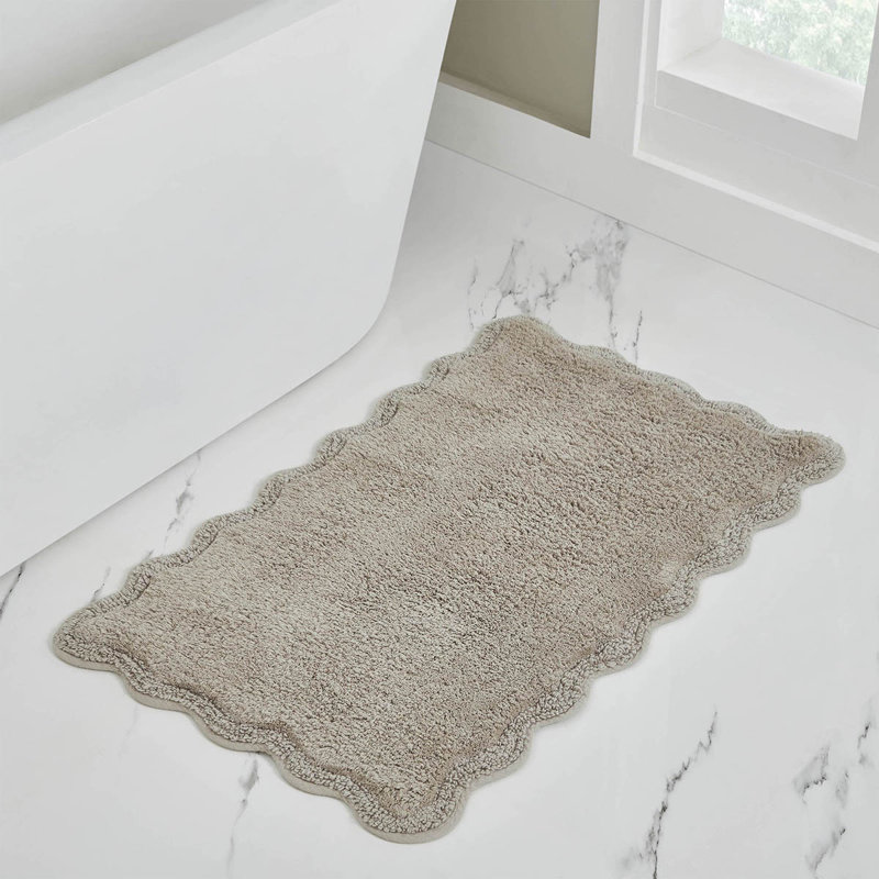 Home Scallop Cotton Bath Rug,, "Single - 20"L x 32"W, Brown