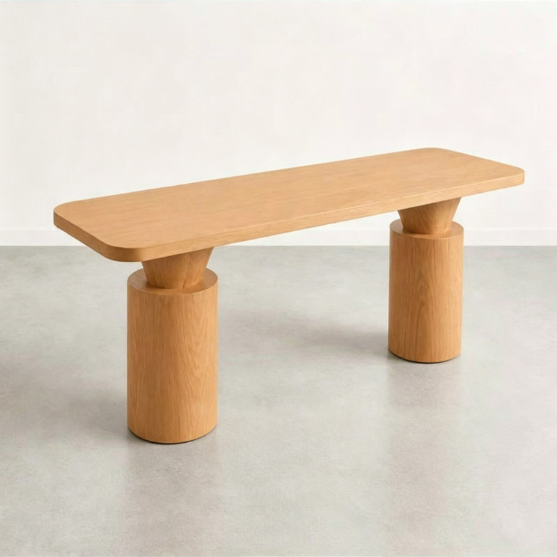 Table d'entrée en bois de style médiéval, 29.53" H x 47.24" W x 15.75" D