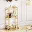Noyal 3-Tier Glass Gold Bar Serving Cart Drink Cart on Wheels 