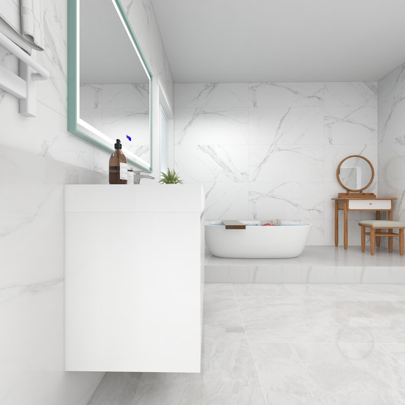 60'' Single Bathroom Vanity with Acrylic Top, Glossy White