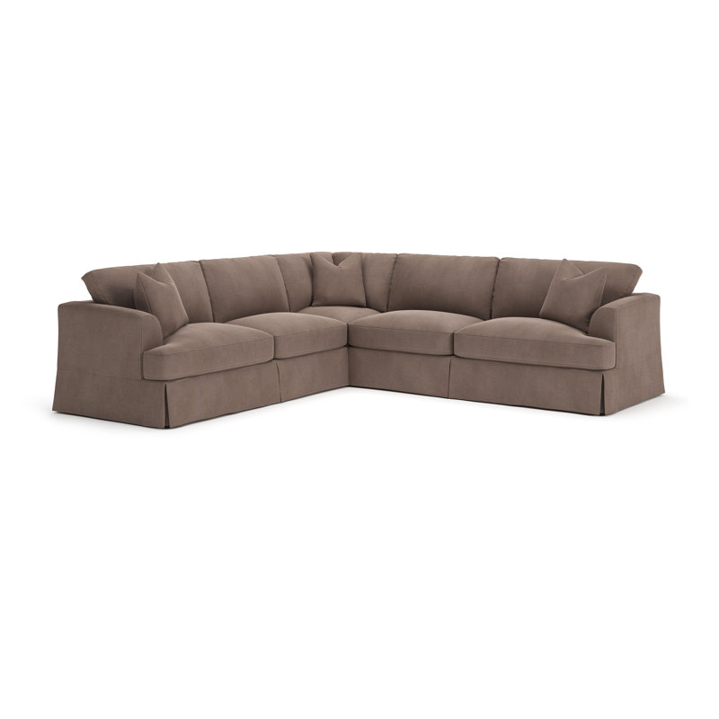 Lucia 4-Piece Slipcovered Sectional, Left Hand Facing, Bella Cocoa Performance Velvet