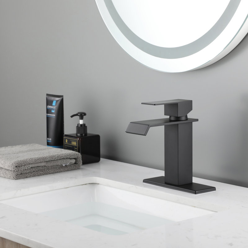 Robinet de salle de bain à cascade, robinet de meuble-lavabo à poignée simple, Noir mat
