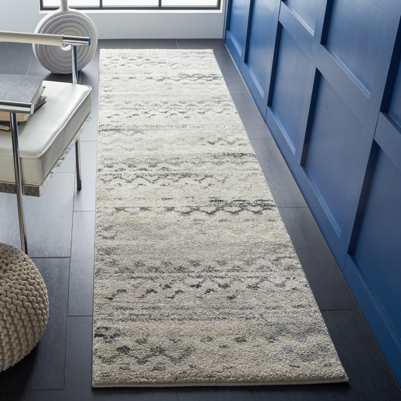 Tapis performance à motif abstrait rétro Sabang, Tapis de couloir 2 pi 3 po x 13 pi