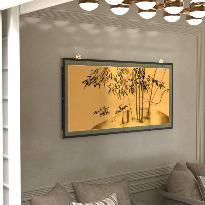 24" Leaf Bamboo 4 Panel Room Divider, 69.5" H x 67" W