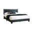 Lit 1pc grand lit en tissu de laine gris anthracite capitonné avec cadre de lit à DEL