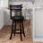 30" Bar Height Slat Back Swivel Stool, Espresso Finish, Charcoal Fabric Seat-336510094