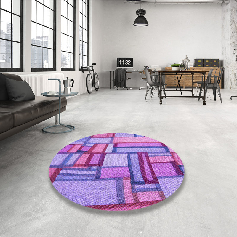 Tapis mauve tissé à la machine, Rond 3 pi