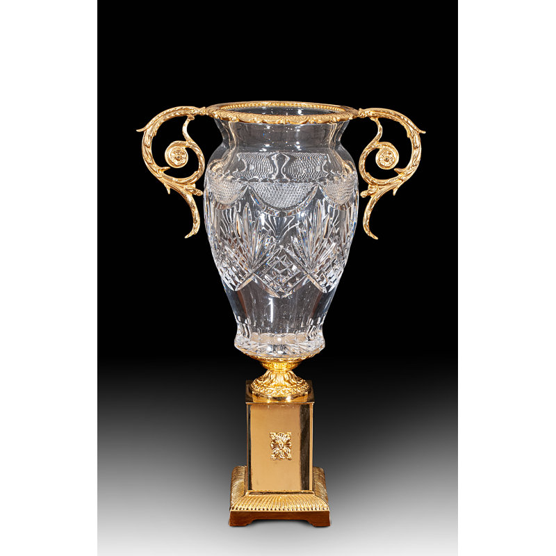 Clear/Gold 17'' Crystal Table Vase
