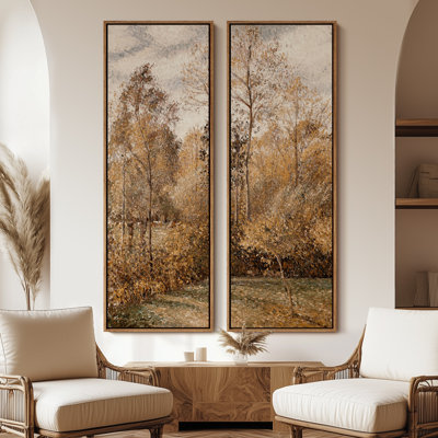 «Vintage Landscape Wall Art», ensemble de 2 toiles encadrées 20 x 60 pouces