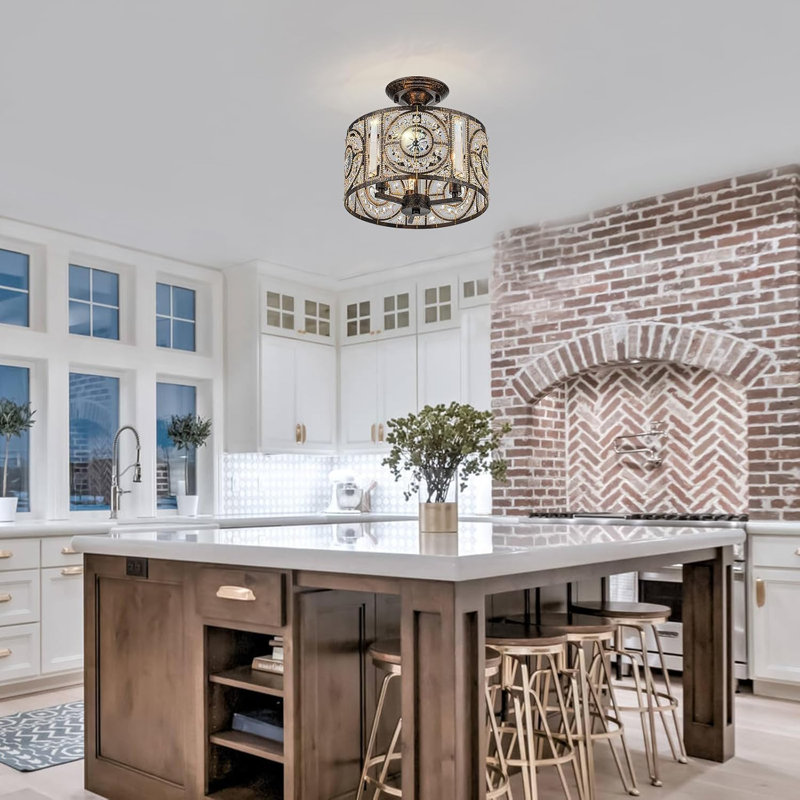 Retro Crystal Drum Pendant Light