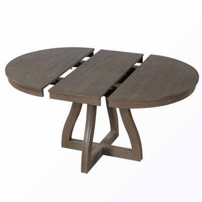 Round Extendable Dining Table with Leaf