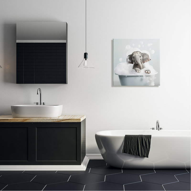 «Elephant Bubble Bath» par Lazar Studio, reproduction sur toile tendue, H 24 po x l 24 po