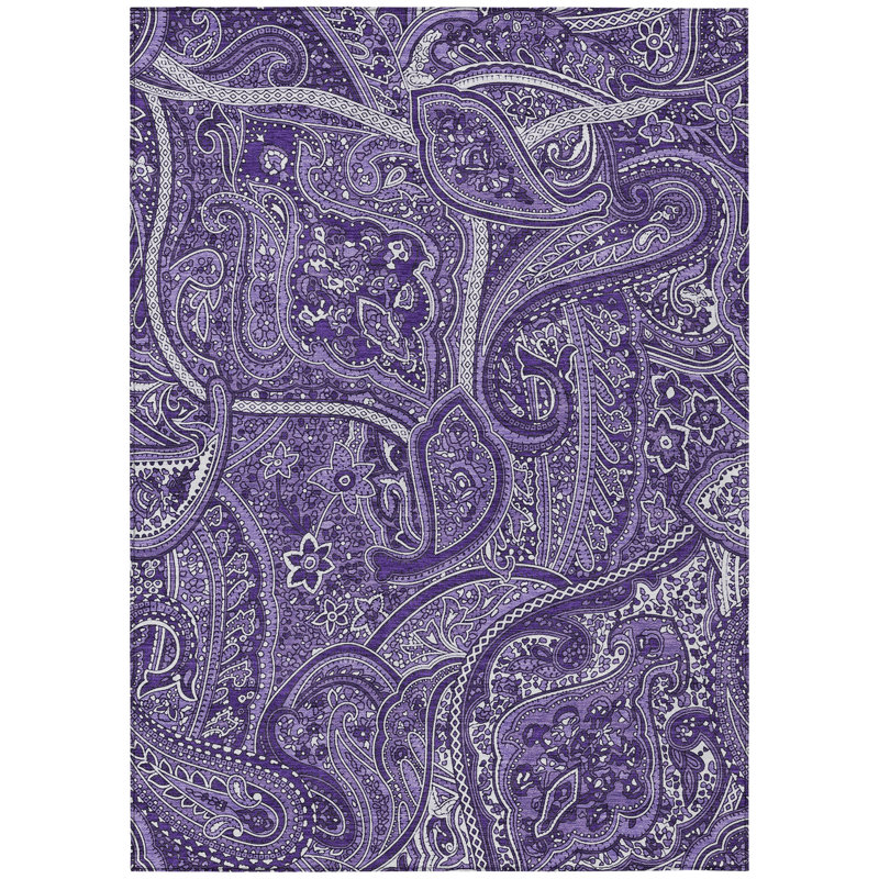 Tapis lavable pourpre intérieur 8 pi x 10 pi lavande et argent
