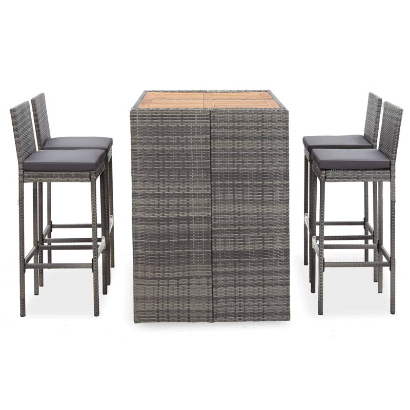 Ayliah Rectangular 4 - Person Bar Height Dining Set with Cushions, Beige