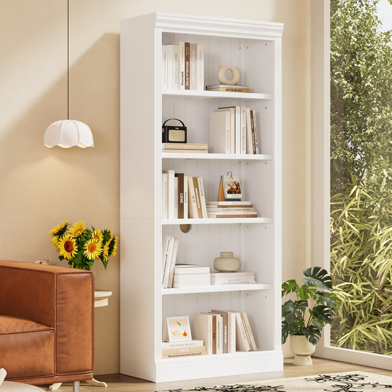 Bibliothèque de 83,4 po de hauteur avec bande lumineuse, White