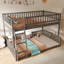 Lit double superposé au-dessus d'un grand lit double gris - Supporte les matelas sans glissières avec barrières de sécurité pour éviter les accidents pendant le sommeil