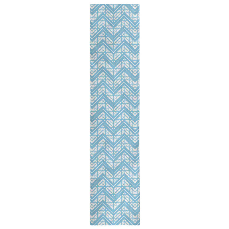 Stephenie Classic Hand Drawn Chevron Table Runner, 16" x 72", Dark Teal