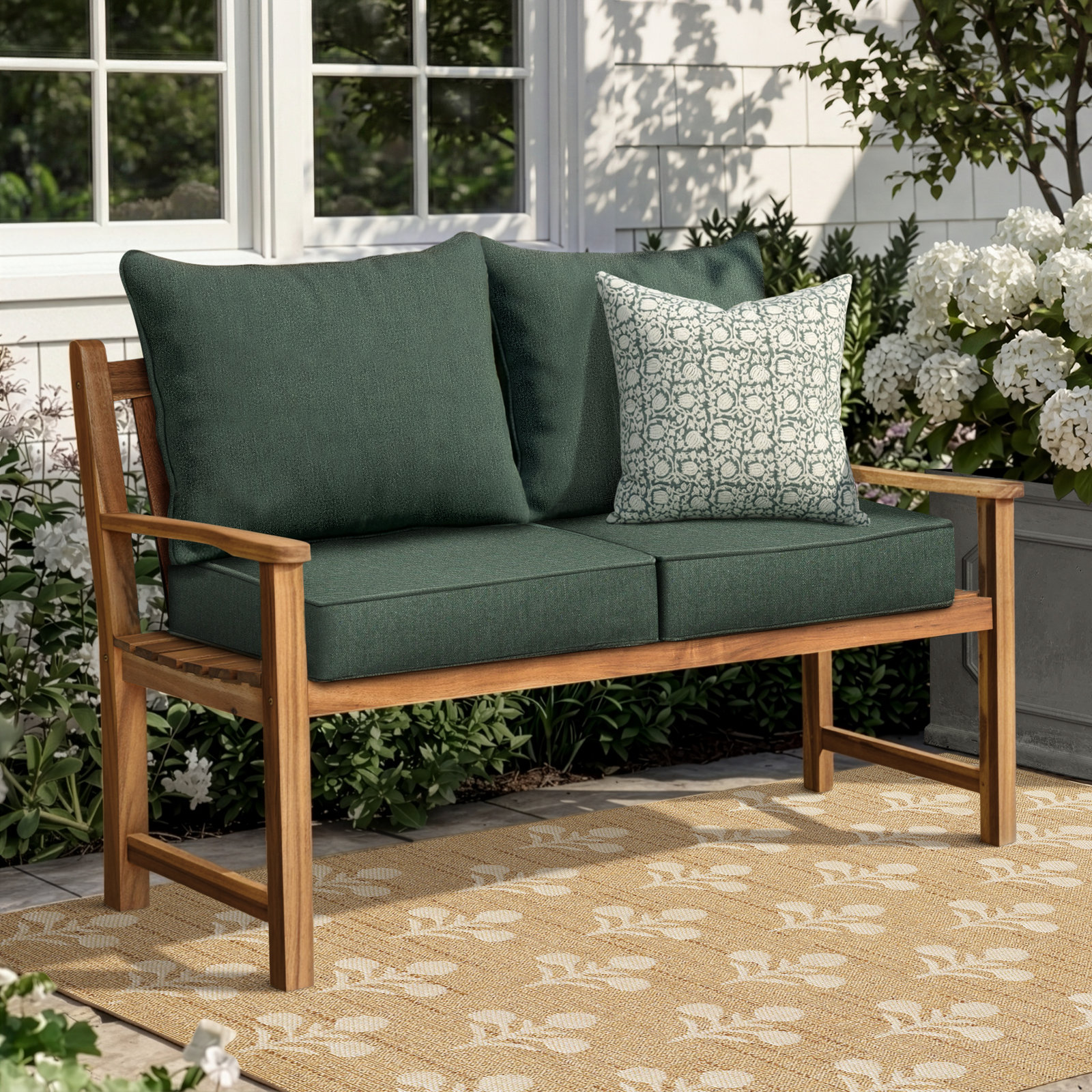 Davana Sunbrella Outdoor Loveseat, Cast Ivy Sunbrella® Plainweave, 25" W x 25" D