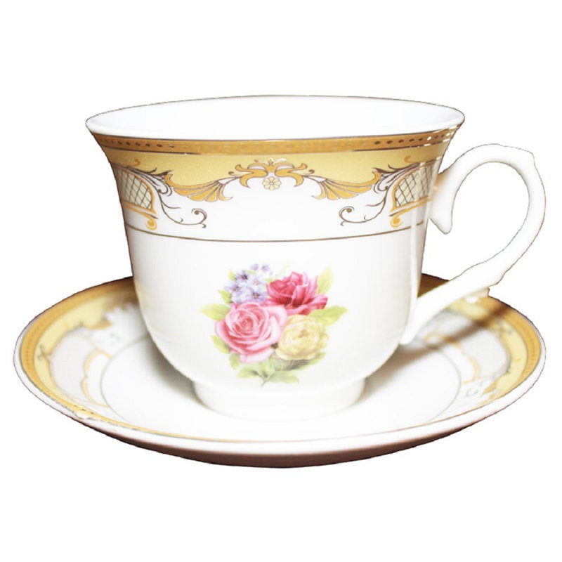 Scheffer Porcelain Teacup and Saucer, Gold