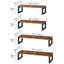 4‑Pack Rustic Brown and Black Wooden Floating Wall Shelves, Wall Mounted Storage Shelving for Bedroom, Living Room & Kitchen