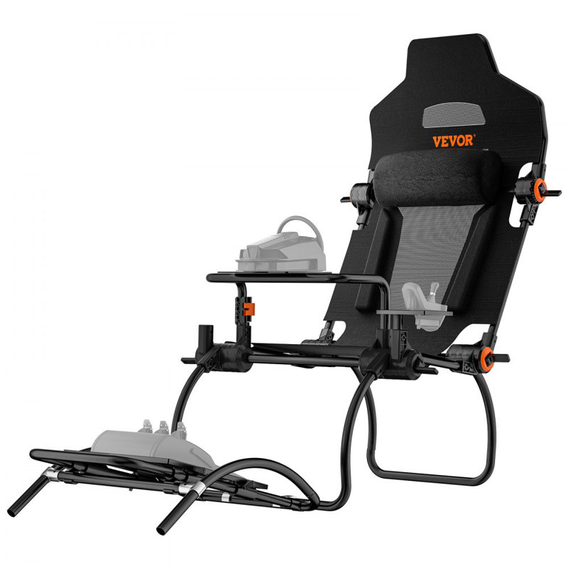 VEVOR Adjustable Reclining Racing Wheel Stand Game Chair with Footrest in Black