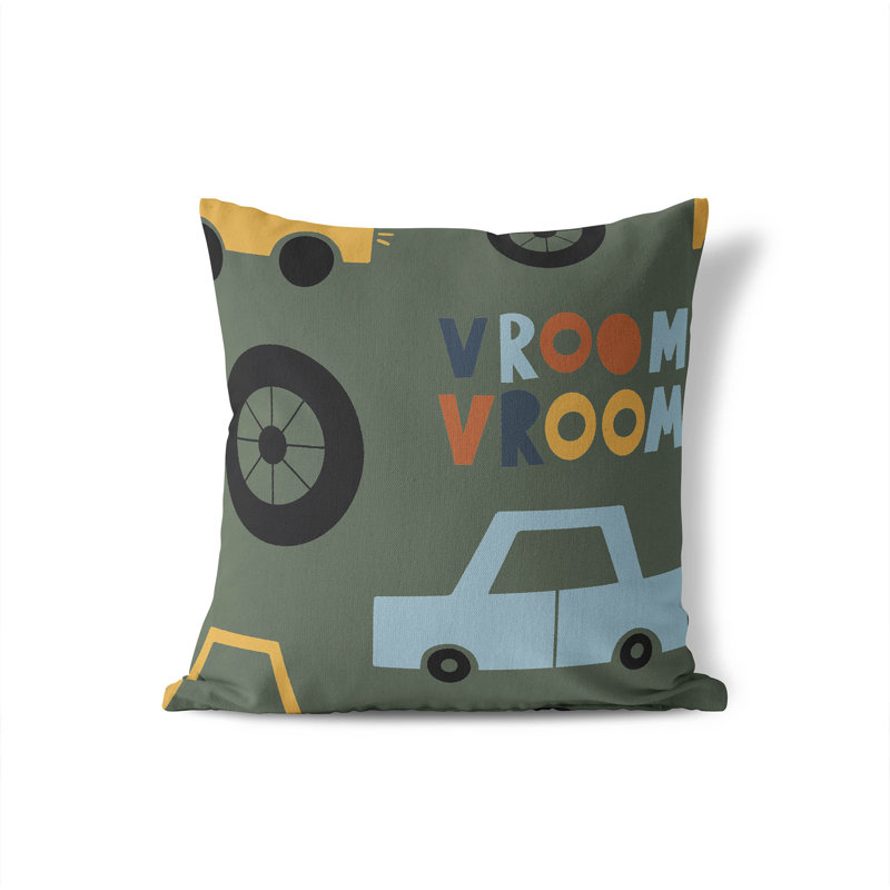 Coussin Vroom, H 18 po x l 18 po, Chimichurri / vert / or / orange