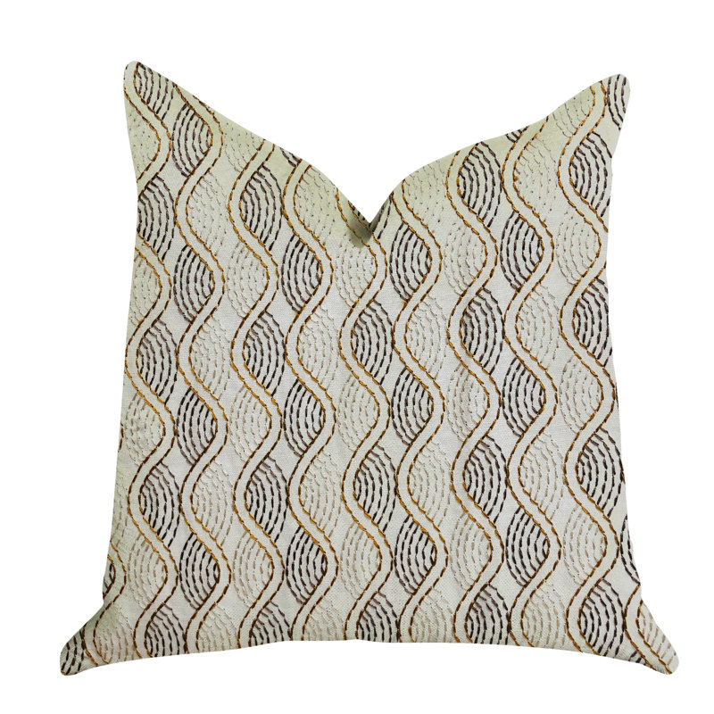 Oreiller de luxe Enigma Twist, 12 po x 25 po, Crème / doré, Coussin lombaire