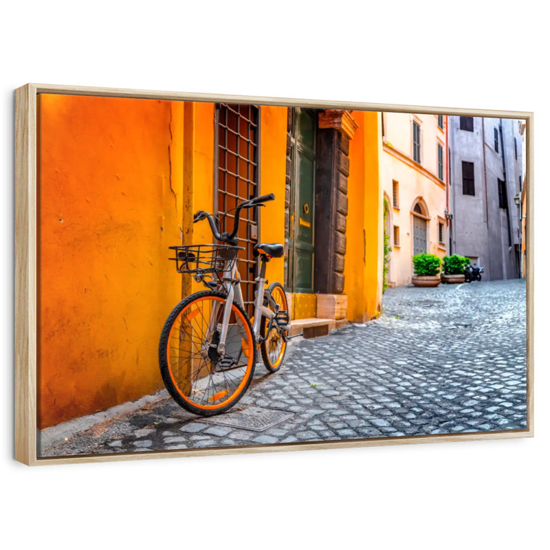 Vélo de rue pittoresque, Cadre flottant en bois naturel, 13 po x 9 po