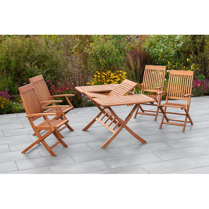Choteau 4 - Person Wood Patio Dining Set with Rectangular Table