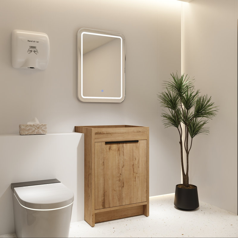 Meuble-lavabo de 24 po avec rangement Ã  fermeture en douceur, Imitation chêne