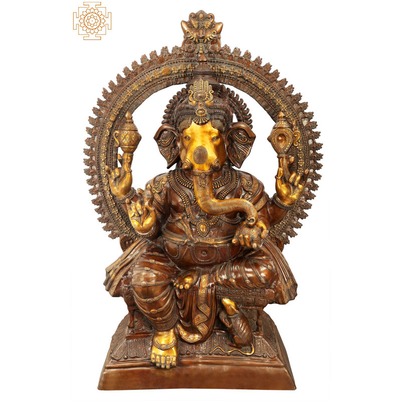Statue monastique en laiton 71 po Ganesha, Brun