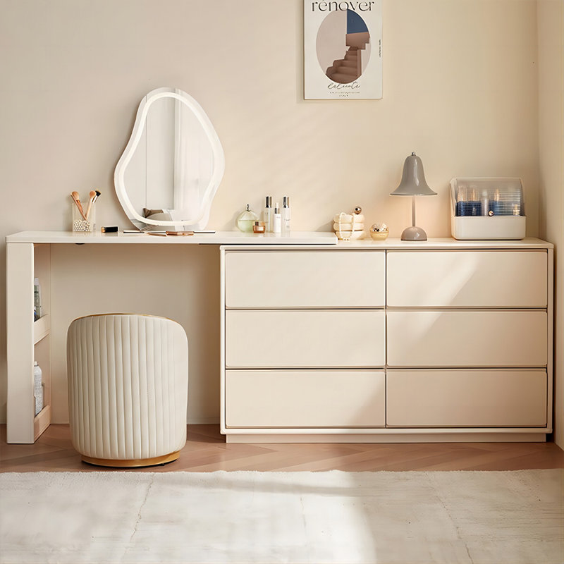 Makeup Vanity with Light mirror,6 drawers