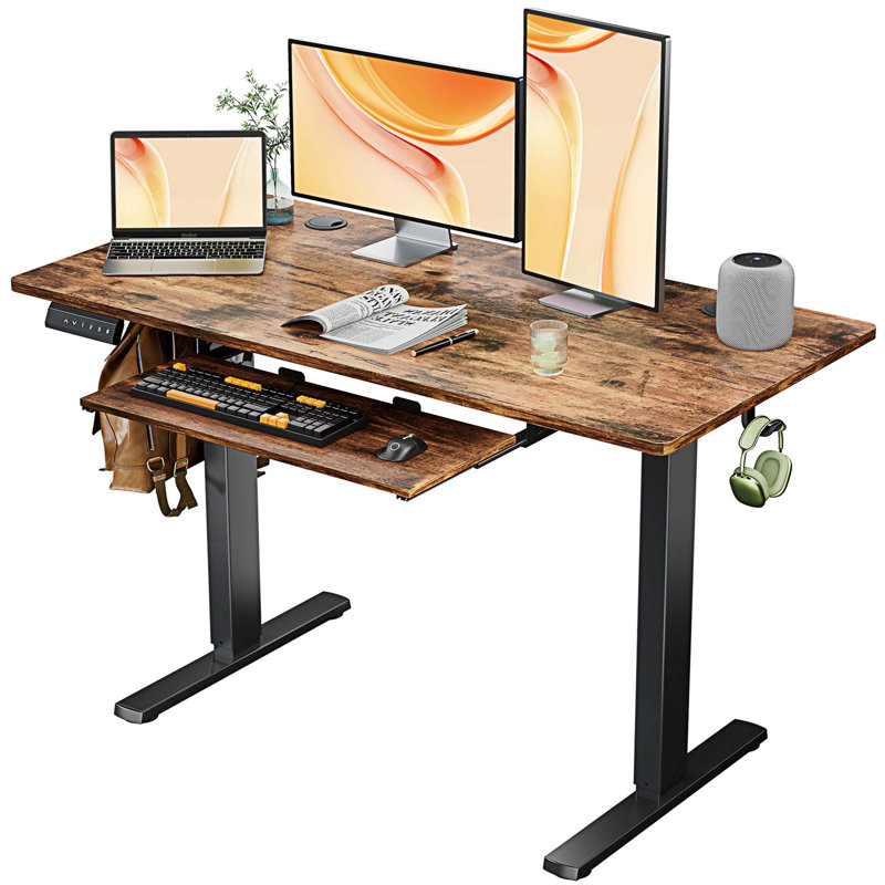 Bureau debout à hauteur ajustable Marche, H 46 po x l 47 po x P 23 po, Brun rustique / noir