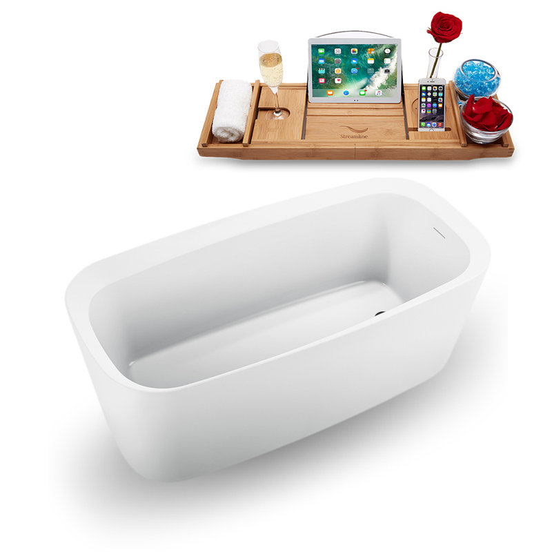 1501.1mm x 718.8mm Freestanding Soaking Acrylic Bathtub, Matte Black