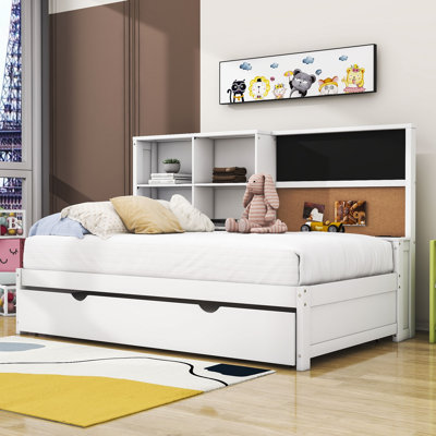 Audrei Wood Daybed with Trundle and Shelves