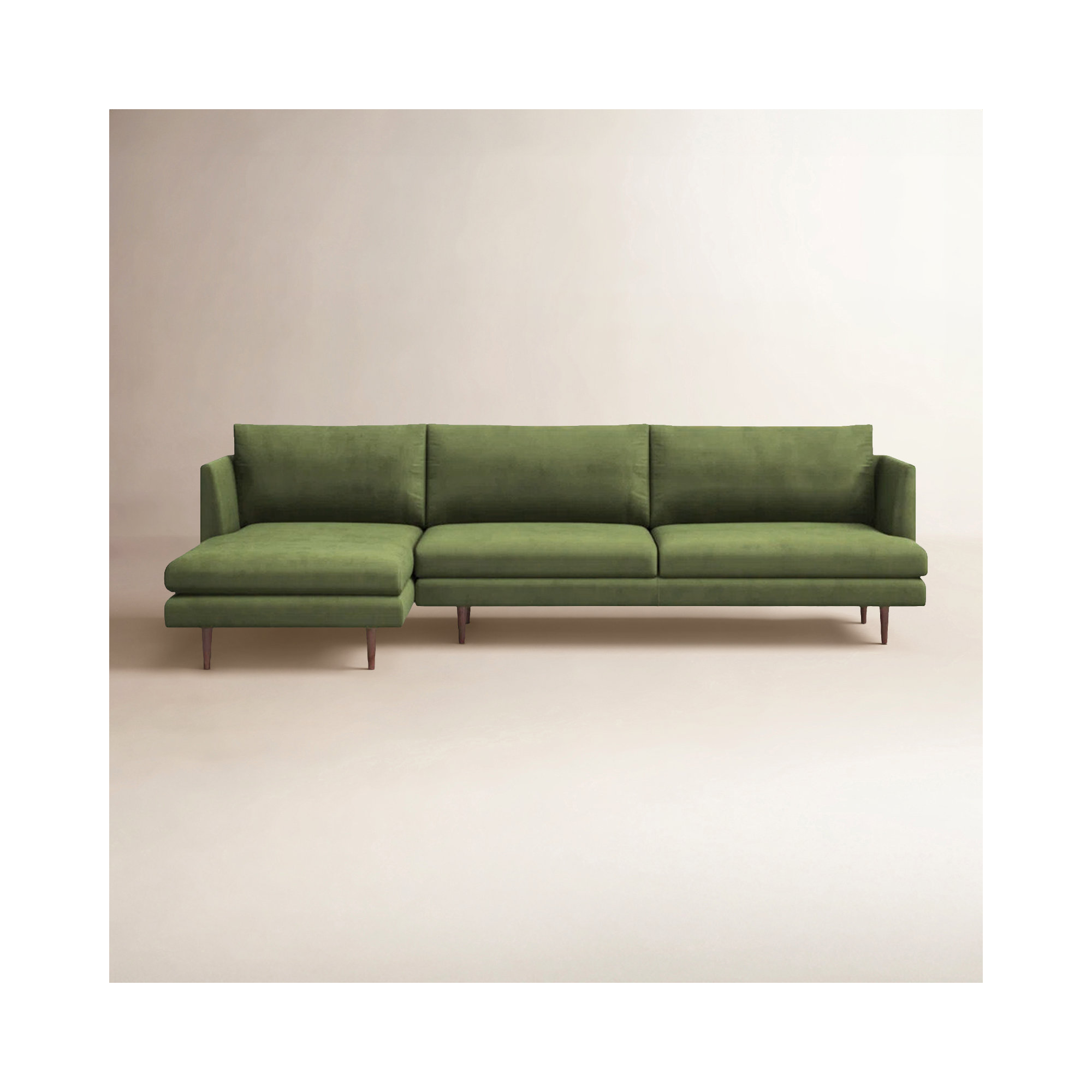 Miller 2 - Piece Upholstered Chaise Sectional, Left Hand Facing, Olive Green Polyester Blend