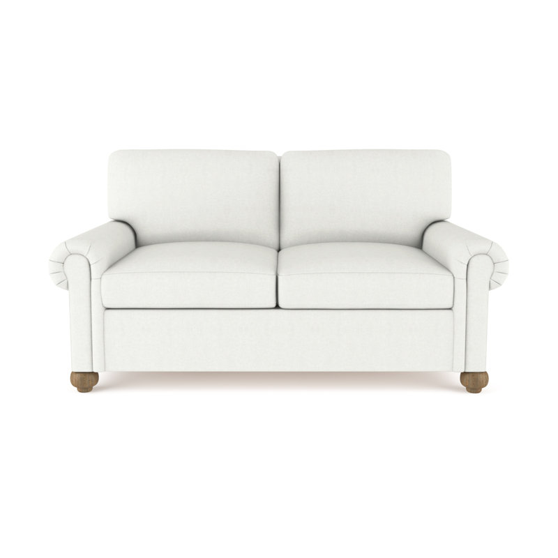 Causeuse Leroy, H 36 po x l 72 po x P 49 po, Velours moelleux blanc, Patiné
