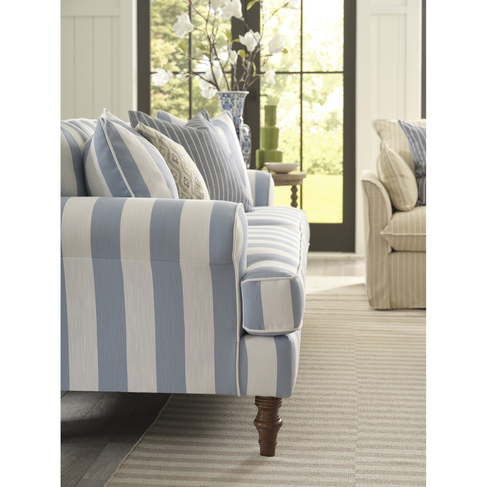 Erin & Ben Co. 87" Sofa, Cream/Blue/White