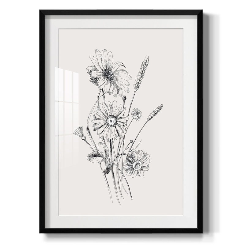 Imprimé floral rétro CCXCVI - impression encadrée, Noir