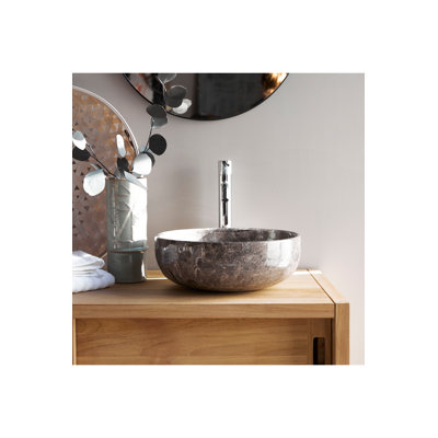 Tikamoon 13'' Marble Circular Vessel Bathroom Sink | Wayfair