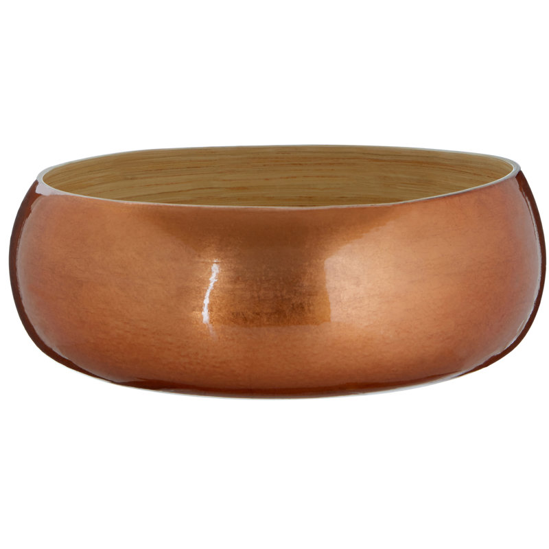 Porcaro Wood Decorative Bowl 1, 9cm H x 25cm W x 25cm D, Rose Gold