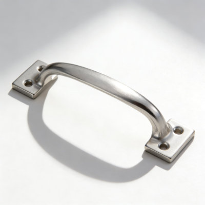 Zinc Plated Door Pull Handle, 6-1/2 Inch Heavy Duty Handle For Metal And Wood Doors With Installation Screws Included